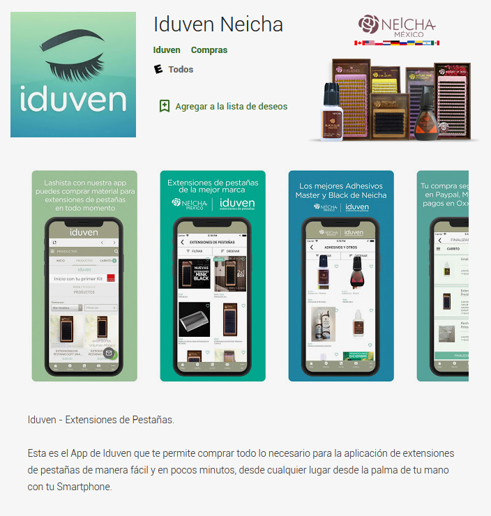 App Iduven Extensiones de pestañas Mexico
